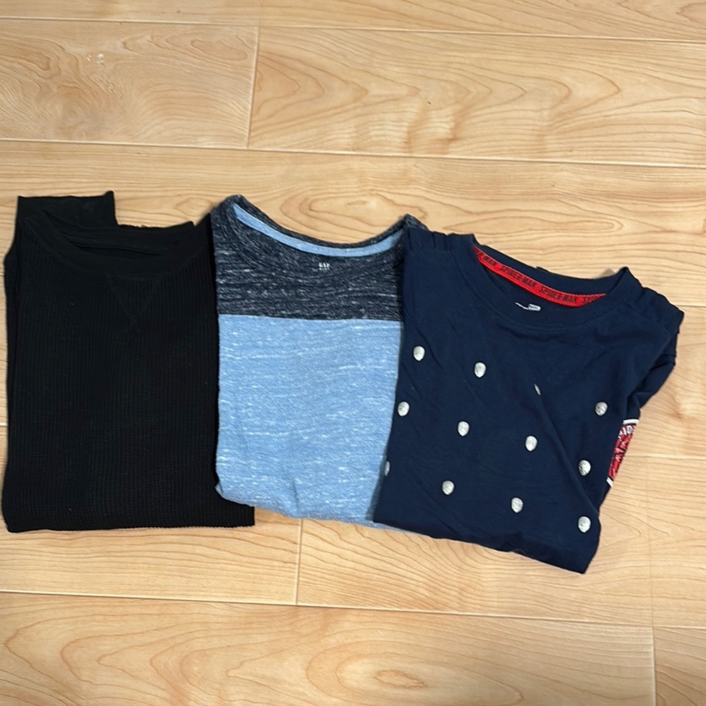 Marvel Kids' Black, Blue, and Navy Long Sleeve Tees